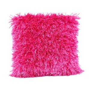 Pink Ribbon Shaggy Throw Pillow