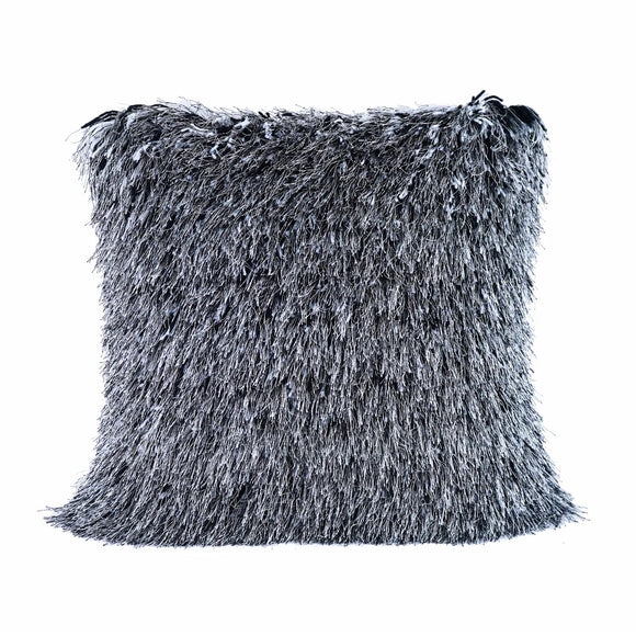 Black and White Shaggy Lurex Throw Pillows