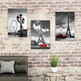 Tempered Glass Art - 3PC Black & White Paris Wall Art Decor