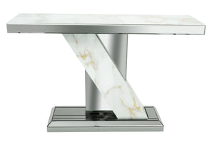 47" Console Table Grey Mirror & Marble