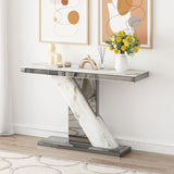 47" Console Table Grey Mirror & Marble