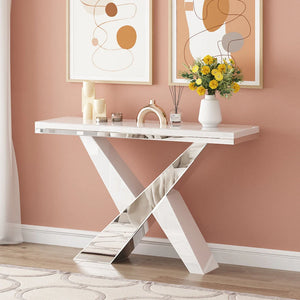 47" Console Table White & Mirror