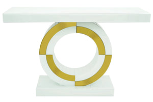 47" Console Table White & Gold Mirror