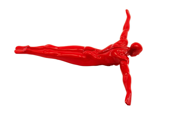 Red Diving Man Wall Sculpture - Home Decor