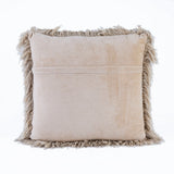 Beige Shaggy Lurex Throw Pillow