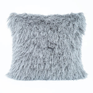 Silver Shaggy Lurex Throw Pillow