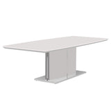 Rectangular Dining Table Grey and White High Gloss and Stainless Steel Base