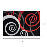 Modern Black and Red Abstract Rug