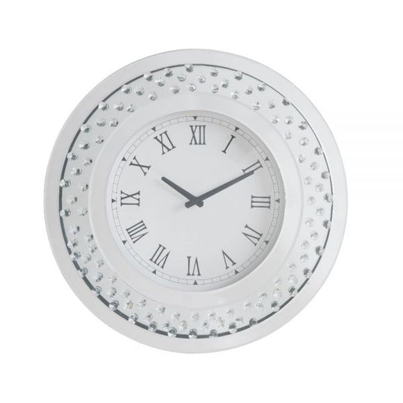 Lantana Wall Clock  - Mirrored & Faux Crystals