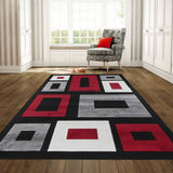 Geometric Modern Red Square Rug