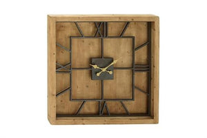 Wood & Metal Square Wall Clock