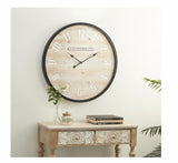 Extra Large Round Wood Wall Clock With Black Metal