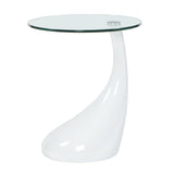 White Tear Drop End Table