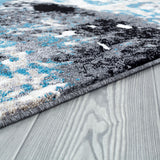 Modern Grey and Blue Abstract Rug