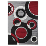 Geometric Modern Red Circles Rug