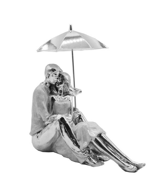 9” Sitting Couple & Umbrella - Home Decor