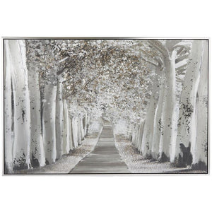 Canvas Art - White Landscape Trees Framed Wall Art Decor