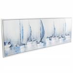 Canvas Art - Blue Sail Boat Framed Wall Art Decor