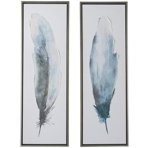 Cnavas Art - Blue Bird Feathers Framed Wall Art Decor