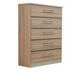 Walnut Veneer Chest with 5 Drawers