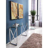 Moon 47" Tempered Glass Console with Stainless Steel Base