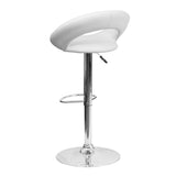 White Faux Leather Swivel Seat Adjustable Barstool Set of 2