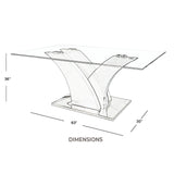 Rectangular Dining Table Black and White High Gloss and stainless Steel Base with Tempered Glass Top