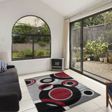 Geometric Modern Red Circles Rug