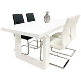 Rectangular Dining Table MDF White High Gloss Top and Leg