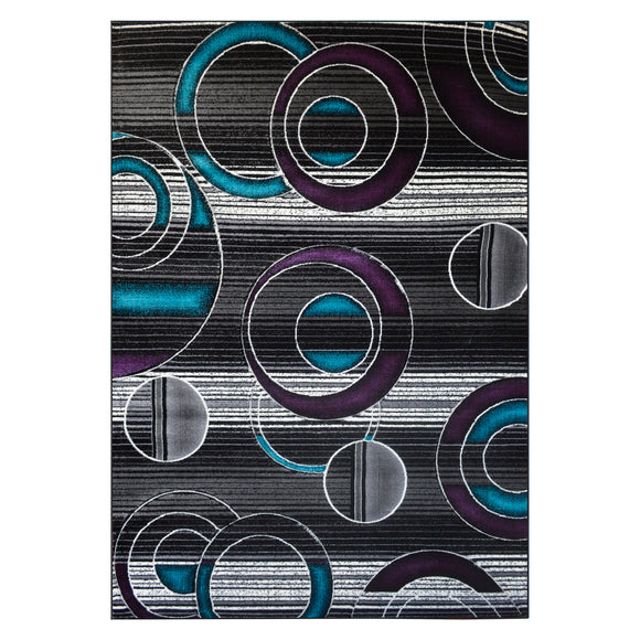 Geometric Modern Purple Circle Rug