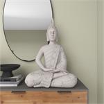 Traditional 28 X 19 Inch Gray Sitting Buddha Sculpture - Home Decor