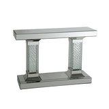 42" Wood and Glass Glam Console Table