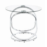 3-Piece Occasional Set Chrome And Clear Coffee Table Set Furniture