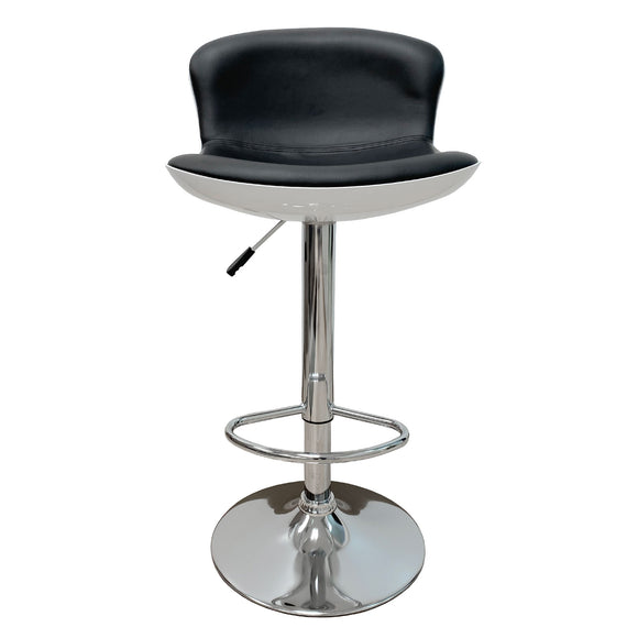 Black Faux Leather Swivel Seat Adjustable Barstool Set of 2