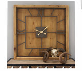 Wood & Metal Square Wall Clock