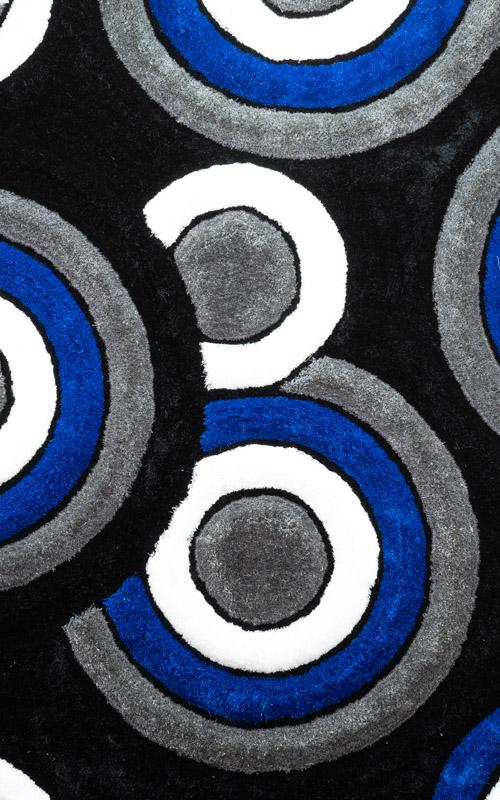 Modern Blue and Grey Circles Area Rug