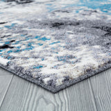 Modern Grey and Blue Abstract Rug