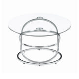 3-Piece Occasional Set Chrome And Clear Coffee Table Set Furniture