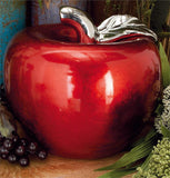 9" Ceramic Red Apple Sculpture - Home Decor