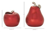 9"Ceramic Red Apple/Pear Set of Two - Home Decor