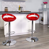 Contemporary Plastic Adjustable Height Barstools Set of 2