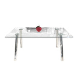 Rectangular Dining Table - Tempered Glass top with chrome legs