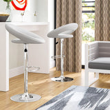 White Faux Leather Swivel Seat Adjustable Barstool Set of 2