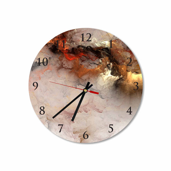 Gold Abstract Clouds Round Acrylic Wall Clock