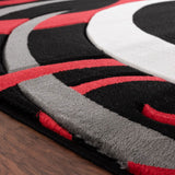 Modern Black and Red Abstract Rug