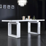 Rectangular Dining Table MDF White High Gloss Top and Leg