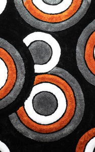 Modern Orange and Grey Circles Area Rug