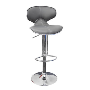 Gray Leatherette Swivel Seat Adjustable Barstool Set of 2