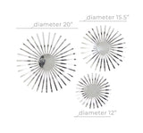 Metal Art - Silver Stainless Steel Contemporary Abstract Wall Decor - Set of 3 20", 16", 12"W