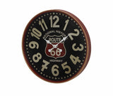 Round Rustic Black/Mahogany Brown/White/Red Wall Clock